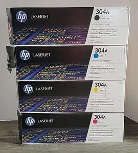 HP 304A Black Cyan Magenta Yellow LaserJet Toner CC530A CF340A CP2025 CM2320 - Picture 1 of 13