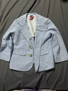 Class Club Blazer Boys Size 7 Blue And White Strip  - Picture 1 of 4