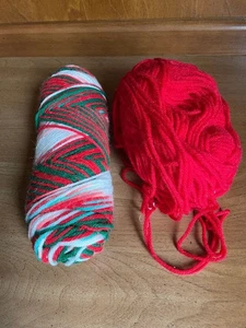 Vintage Weihnachten Stricken Kammgarn Ombre + einfarbig rot - 2 Knäuel - Bild 1 von 1