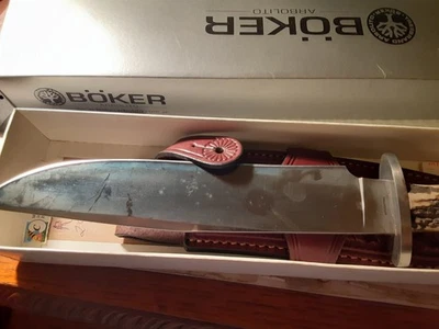 Cuchillo Bowie Böker Arbolito - Acero N695, Mango Ciervo, Funda Cuero, Argentina Foto 1 de 4