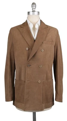 Kiton Light Brown Leather Solid Peacoat - 42/52 - (KTCOATBRNX21) - Image 1 of 4