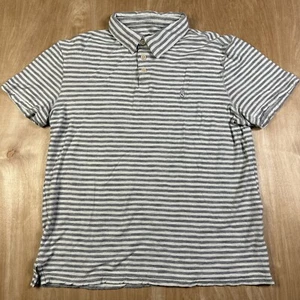 John Varvatos Mens Gray & White Striped Short Sleeve Polo Shirt Size Medium - Picture 1 of 4