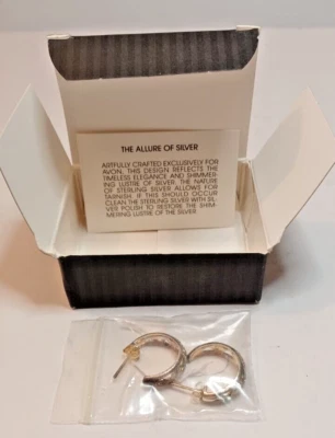 Филигранные серьги-кольца AVON из стерлингового серебра 925 пробы НОВЫЕ В КОРОБКЕ - Изображение 1 из 4