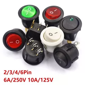 Interruptor basculante redondo de encendido/apagado 20 mm 6A/250V 10A/125V 2/3/4/6 pines - Imagen 1 de 27