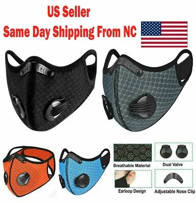 Reusable Face Mask With Active Carbon Filter Breathing Valves Cycling Mesh  - Image 1 of 4