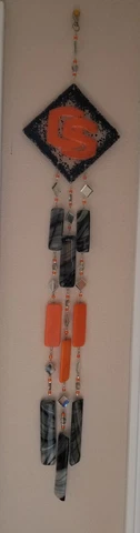 Oregon State Beavers Art Glass Wall Hanging Wind Chime OS Orange Black Mirror Cover