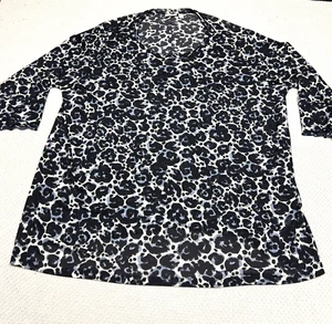 Logo Layers Top Womens 4x Animal Cheetah Print 3/4 Sleeve Sheer Tunic Stretch - Picture 1 of 8