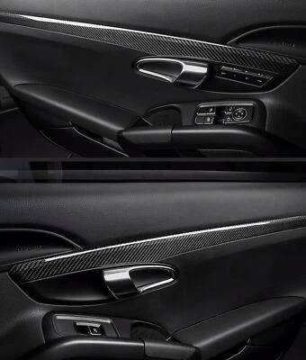 Tapicería de panel de puerta interior de fibra de carbono real para Porsche 911 718 Boxster Cayman  Foto 1 de 4