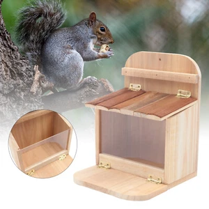 Squirrel Feeding Wooden Squirrel Feeder Box Squirrel Feeders For Outside Garden - Picture 1 of 14