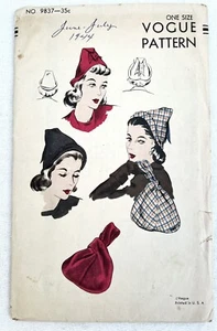 Vintage Original Vogue 9837 BERET Hat Cap & Bag Purse FF Sewing Pattern One Size - Picture 1 of 10