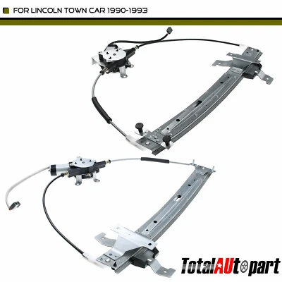 2Pcs Power Window Regulator with Motor 2 pin Rear for Lincoln Town Car 1990-1993 - Image 1 of 4