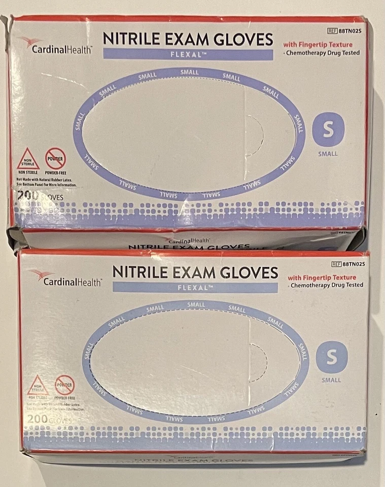 Cardinal Health Flexal Nitrile Powder Free Gloves 200 Count Lot Of 400 Small - Image 1 of 1
