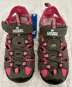 Lakes & Rivers kids' closed toe water/everyday shoe-gray/pink-Sz 13-slip-on - Picture 1 of 10