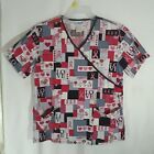 Sb Scrubs Size M Short Sleeve Top (Breast Cancer Theme) 2 Pockets In Front