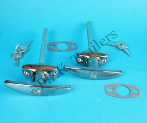 2 x Chrome T Handle Door Lock & Gasket for Horse Box Caravan & Trailer - Imagen 1 de 2