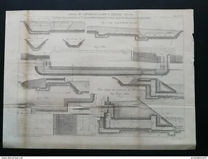 ANNALES PONT et CHAUSSEES - Plan du Canal du Centre des écluses a grande chute - Imagen 1 de 4