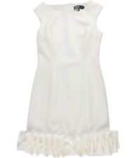 Donna Ricco Womens Ruffle Hem Sheath Dress, White, 4
