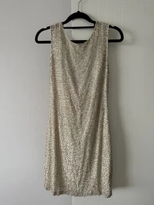 Alannah Hill Sequined Ivory Mini Evening Dress Cowl Open Back - Picture 1 of 6
