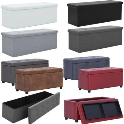 Sitzhocker Stauraum Sitztruhe Deckel Aufbewahrungsbox Faltbare Sitzbank Truhe - Bild 1 von 4