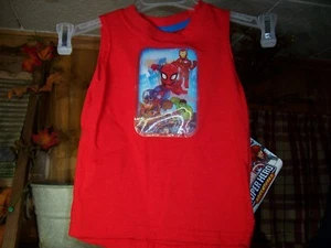 SPIDER MAN BOYS TANK TOP T SHIRT SIZE 18 MONTHS RED REFLECTIVE EMBLEM SUMMER NEW - Picture 1 of 1