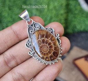 Ammonite shell Healing Pendant 925 Sterling Silver Handmade Gift For Her PG933 - Picture 1 of 4