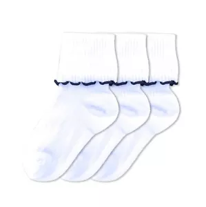 Sierra Socks Big Girls' Seamless Toe Ripple Lettuce edge Cotton Socks - Picture 1 of 32