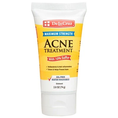 De La Cruz 10% Sulfur Ointment Acne Medication 2.6 OZ, USA  / TUBE / Exp 06/2028 - Image 1 of 4
