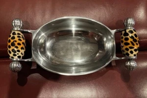Southcoast Heavy Chrome Serving Bowl/Trinket with Boho Handles 4.75 in x 10 in - Picture 1 of 8