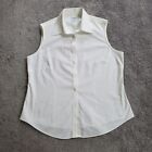 Brooks Brothers shirt womens 14 White Button Up Sleeveless Fitted Preppy Classic