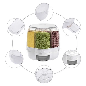 6 Gittern 8kg Kapazität 360° Drehbarer Futterspender Müslibehälter Mehleimer NEU - Bild 1 von 16