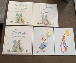 5 Beatrix Potter Peter Rabbit arte de pared decoración fiesta - Imagen 1 de 13