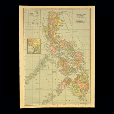 Arte de pared vintage de Filipinas mapa de las islas Filipinas años 30 decoración original antiguo Foto 1 de 4