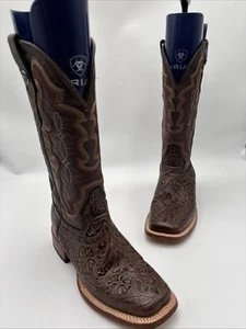 Tanner Mark Hand Tooled Western Boot Brown Womens Size 8.5 - Picture 1 of 6