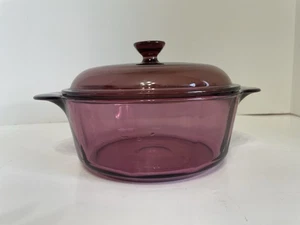 Corning Pyrex Vision Cranberry 1.5 Qt Covered Casserole Dish 1148 With Glass Lid - Picture 1 of 9