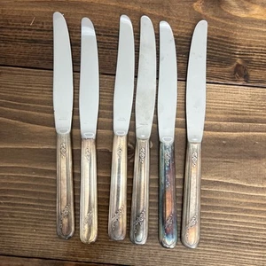 Oneida Community Made Tudor Plate Silverplated Knives Set of 6 Vintage - Picture 1 of 7