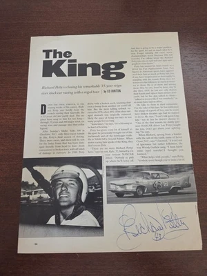 Página de revista firmada por Richard Petty NASCAR Foto 1 de 2
