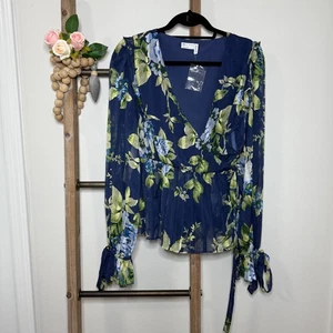 Asos Design Bluse blau grün geblümt Größe 12 neu ohne Etikett - Bild 1 von 10