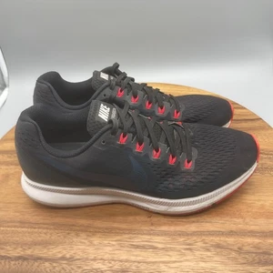 Scarpe Nike Air Zoom Pegasus 34 Uomo Taglia 10 Nero Rosso Orbita Corsa Comfort Palestra - Foto 1 di 8