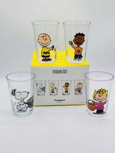 Williams Sonoma Easter Peanuts Snoopy Tumblers Glasses Set of 4 New 2021 - Picture 1 of 9