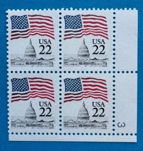 US Stamps Scott 2114 1985 22c Flag Over Capitol Dome plate block M/NH Fresh - Picture 1 of 3