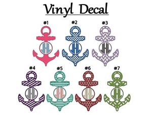Nautical Anchor Monogram 3" Vinyl Decal Sticker for Car, Tumbler, Cup, Glass