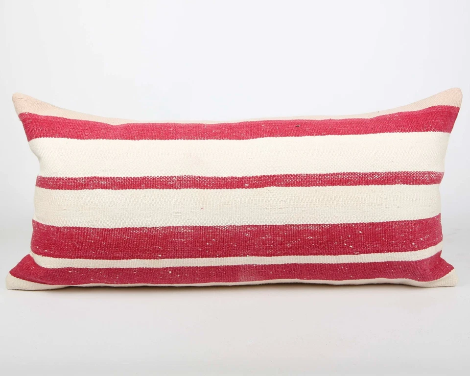 Funda de cojín de yute de lana cojines turcos vintage hechos a mano Kilim funda de almohada Foto 1 de 4