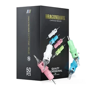 Dragonhawk Tattoo Cartridges 1009RLT Round Liner Tight Long 50 Count - Picture 1 of 2