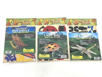 Wooden 3D Puzzle Lot Butterfly Ladybug Dragonfly Colorful Vtg 2000 Y2K - Image 1 of 4