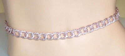 Cintura donna rosa cipria catena stringivita zigrinata anelli cerchi regalo UC1 - Immagine 1 di 2