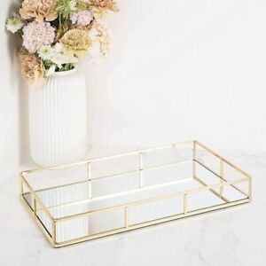 Gold Mirror Tray Decorating Storage Tray Mirrored Perfume Bathroom Organizer