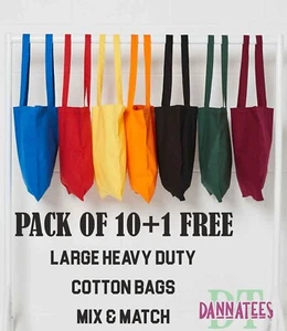 10+1 Free Cotton Shopping Plain Bags MIX & MATCH Tote Shoulder Shopper Handbag - Picture 1 of 12