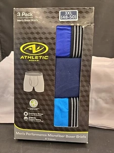 Athletic Works Men's Boxer Briefs 3XL 3-Pk blue/black Performance Nylon Stretch - Picture 1 of 5