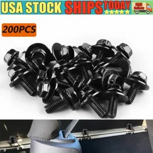 200x Body Bolts Screws M6-1.0x 16mm Long- 10mm Hex- 17mm Washer For Honda Toyota - Picture 1 of 12
