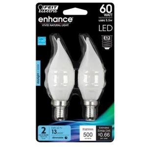 Feit Electric 60W Equivalent BA10 E12 Candelabra LED Light Bulb (2-Pack) - Picture 1 of 1